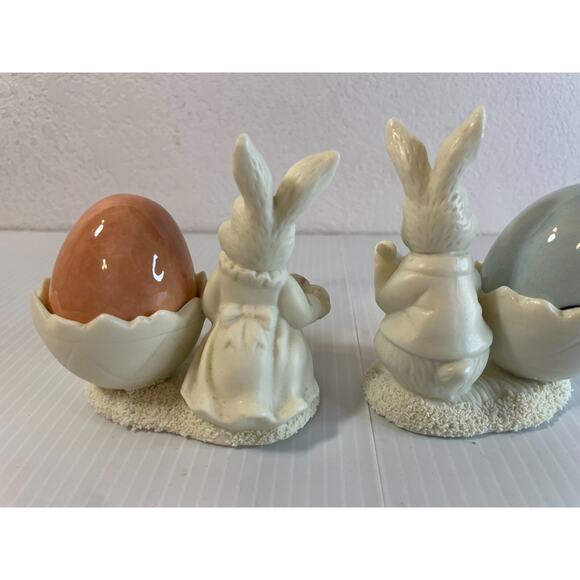 Jade Collection Ceramic( PAIR )of Bunnies Easter Spring Decor Figurines - Picture 7 of 12